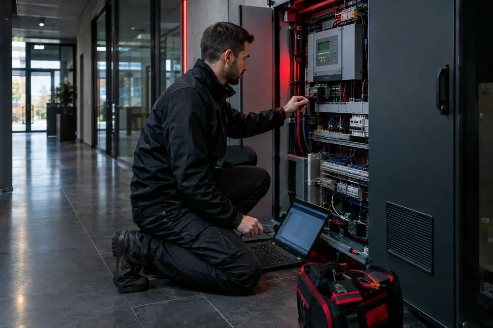Technicien AVDA en intervention sur une centrale technique